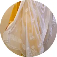 Explore our collection of chiffon dupattas with Lucknowi chikankari and stunning aari work